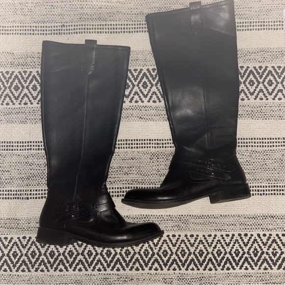 Falls Creek Shoes - Falls Creek Black Leather Tall buckle Boots